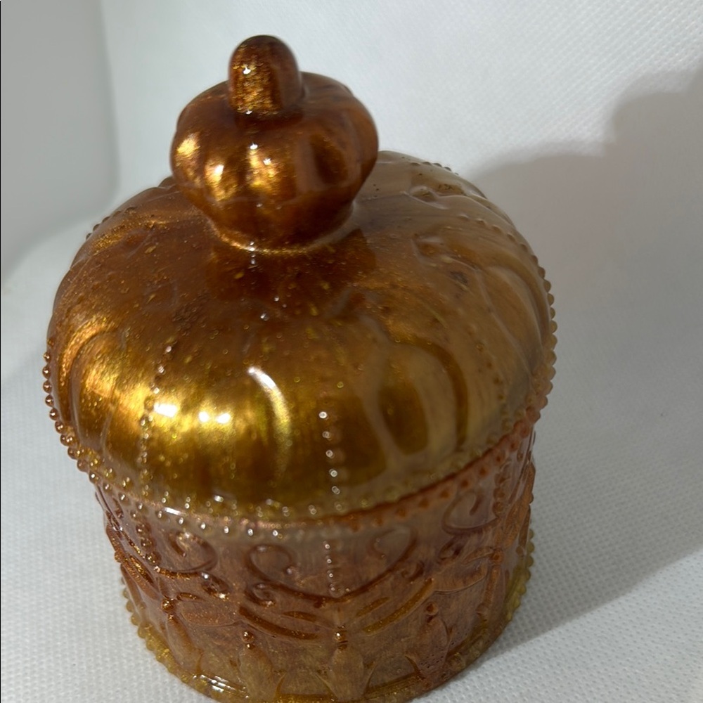 Unique Resin Gold Decorative Jar with Lid - Picture 2 of 7